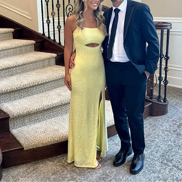 Aqua | Dresses | Yellow Sequence Dress Bloomingdales | Poshmark